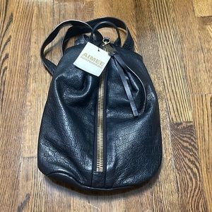 Black leather backpack